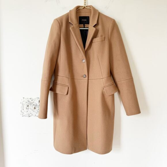 Maje Jackets & Blazers - Maje Camel Wool Blend Coat 38 / S/ M
